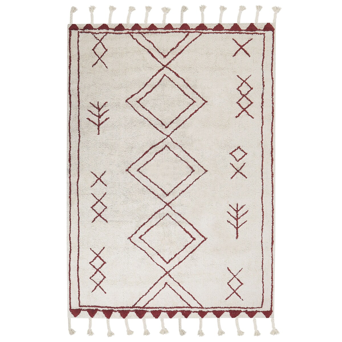 Dywan bawełniany 160 x 230 cm biało-czerwony KENITRA