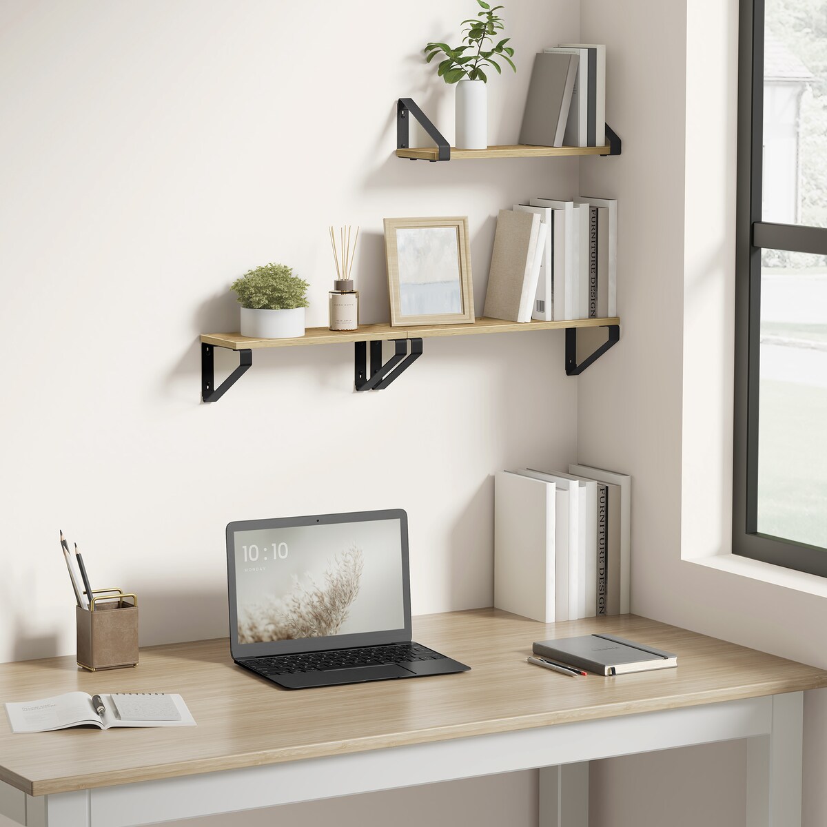 Półki 3 Sztuki do salonu, Artisan, w stylu nowoczesnym, czarny