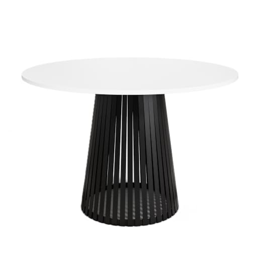 Stół okrągły VIV z lamelami do jadalni , salonu, blat 90 cm - biały