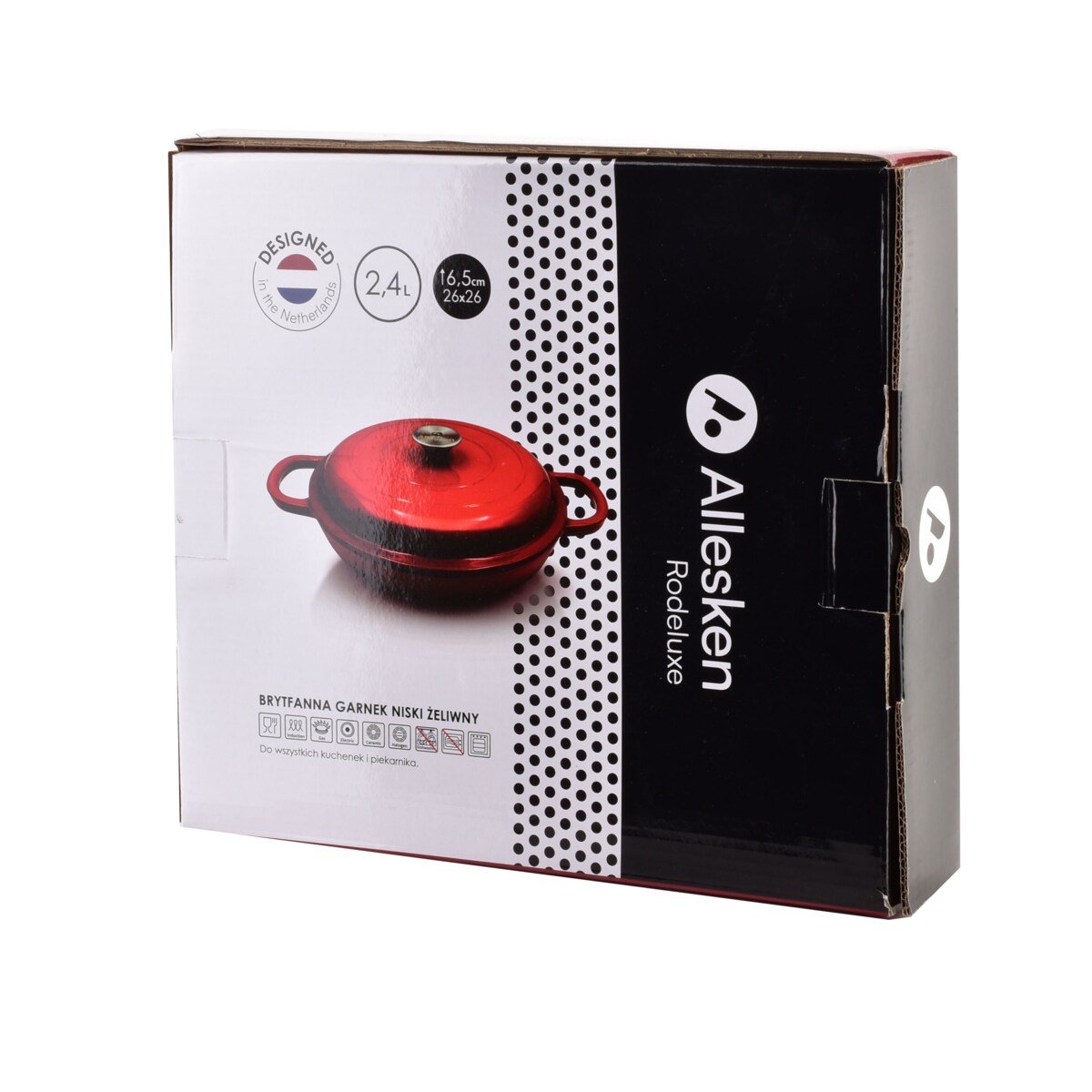 RODELUXE Brytfanna niska żeliwna emaliowana 26x26xh11cm