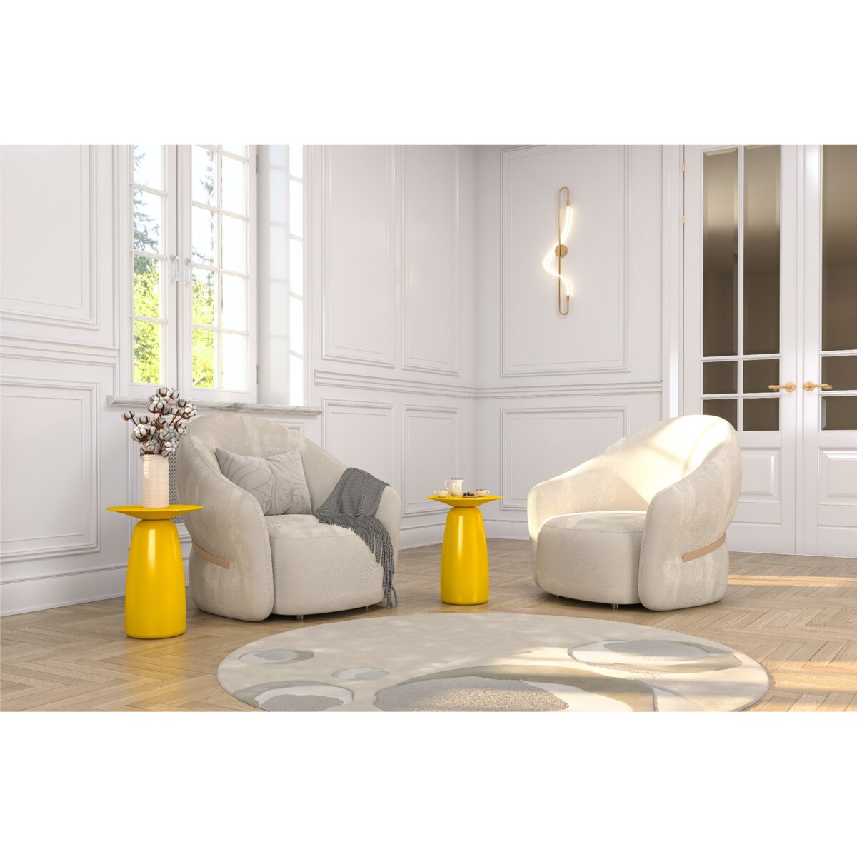 Stolik drewniany różne kolory Baobab 44, kolor żółty