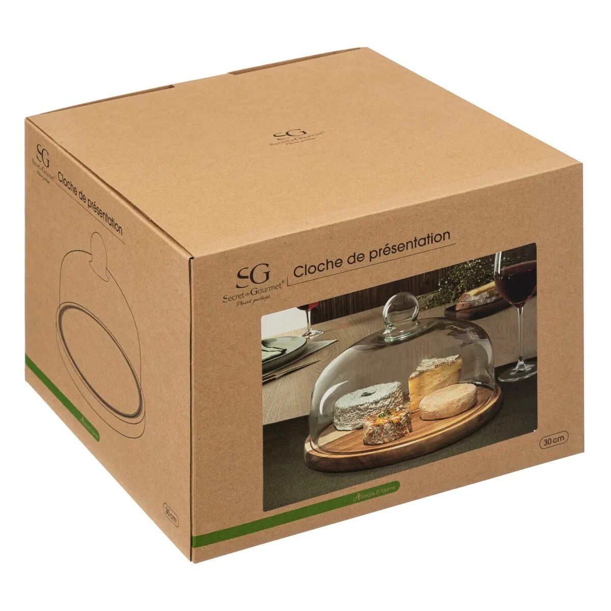 Patera do serwowania z drewna akacji i szkła 30 cm