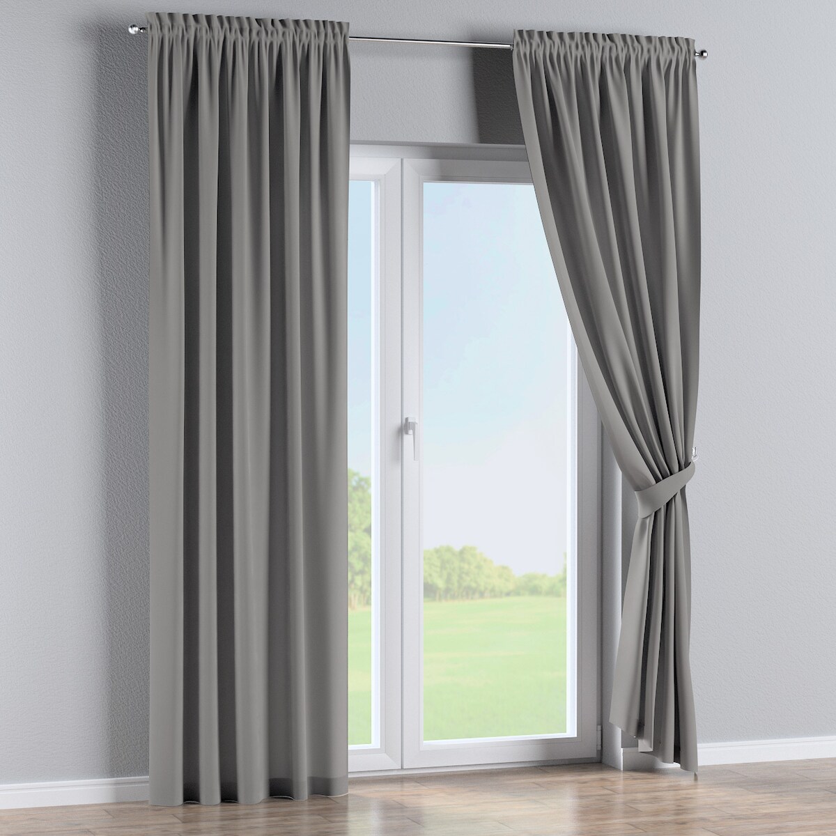 Zasłona na kanale z grzywką 1 szt. 130x260 szary