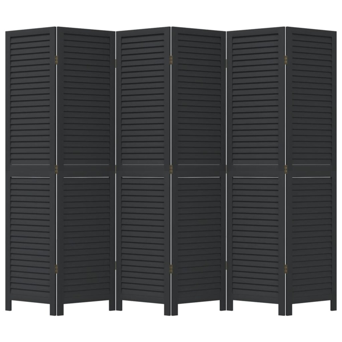 vidaXL Parawan pokojowy, 6-panelowy, czarny, lite drewno paulowni