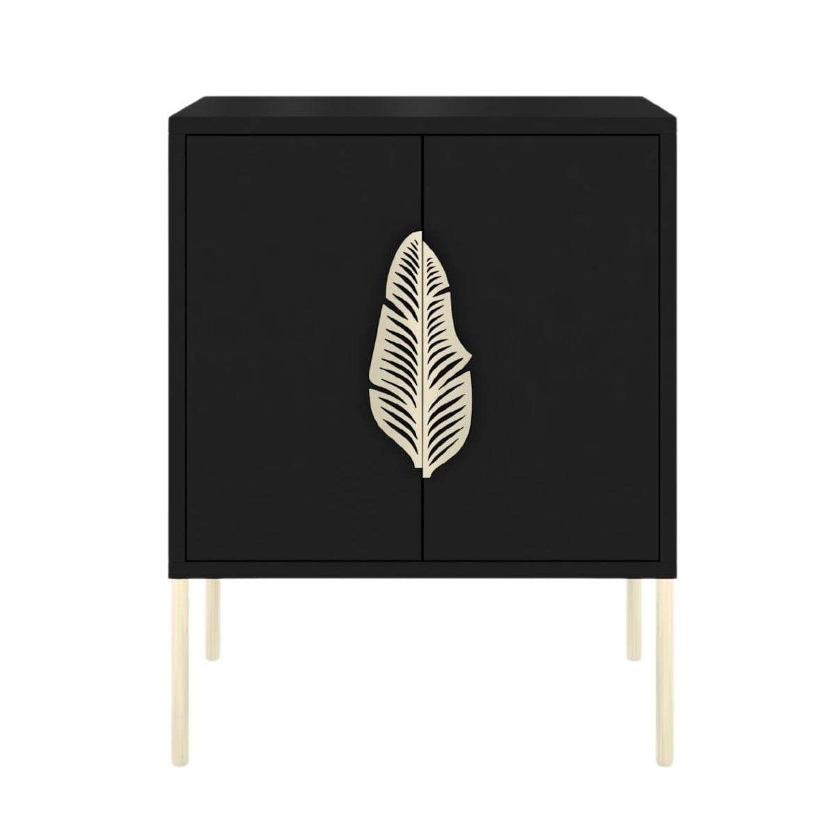 Czarna szafka nocna Skandica MERLIN ze złotymi dodatkami