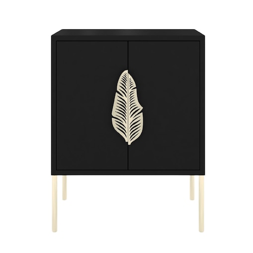 Czarna szafka nocna Skandica MERLIN ze złotymi dodatkami