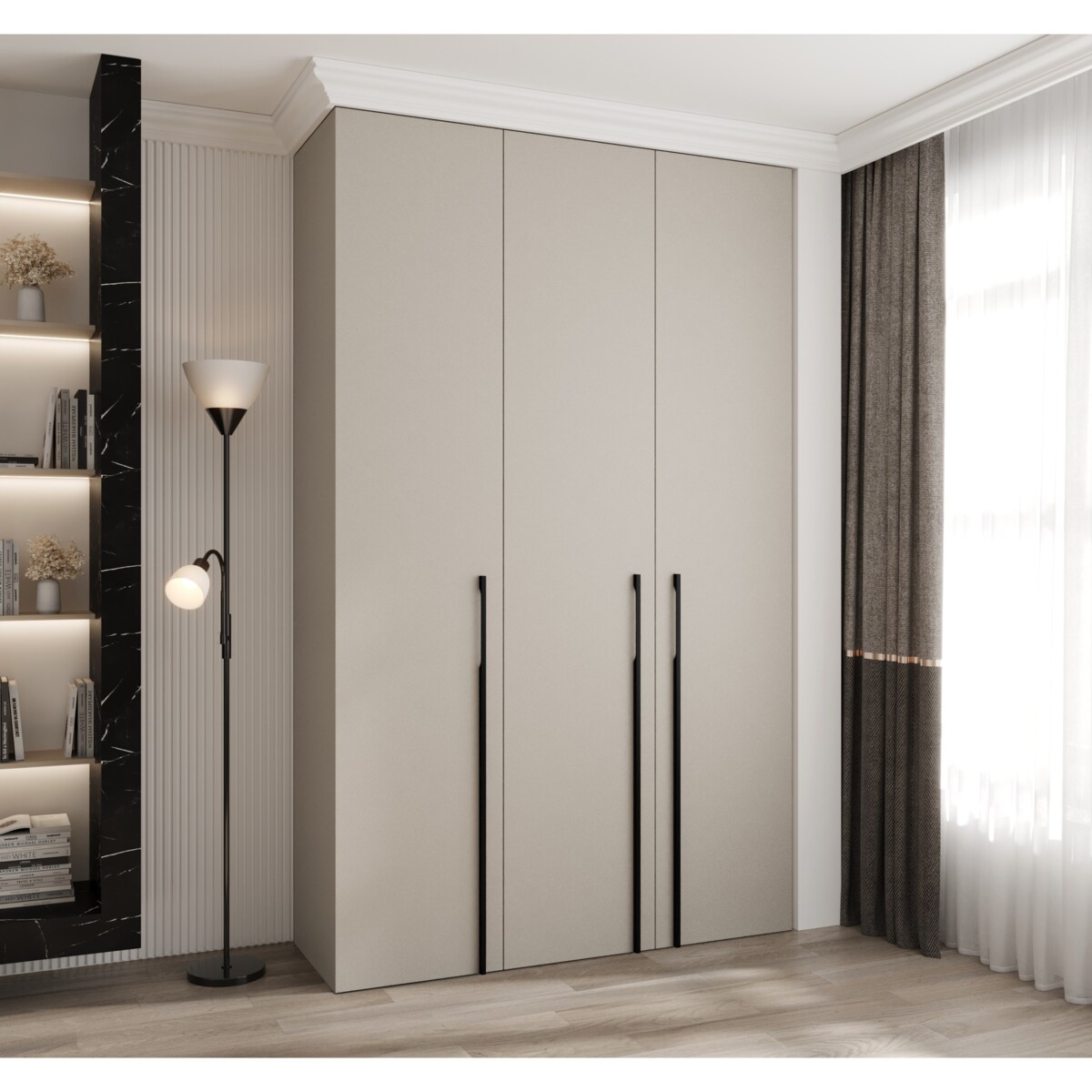 Szafa trzydrzwiowa Como 3 150 gł.50 kaszmir+czarny