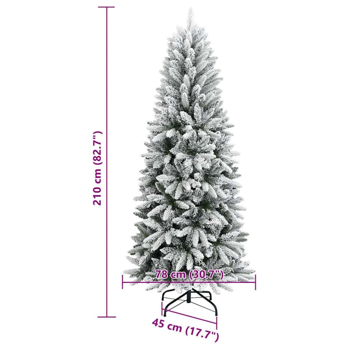 vidaXL Sztuczna choinka pokryta śniegiem, 210 cm, PVC i PE