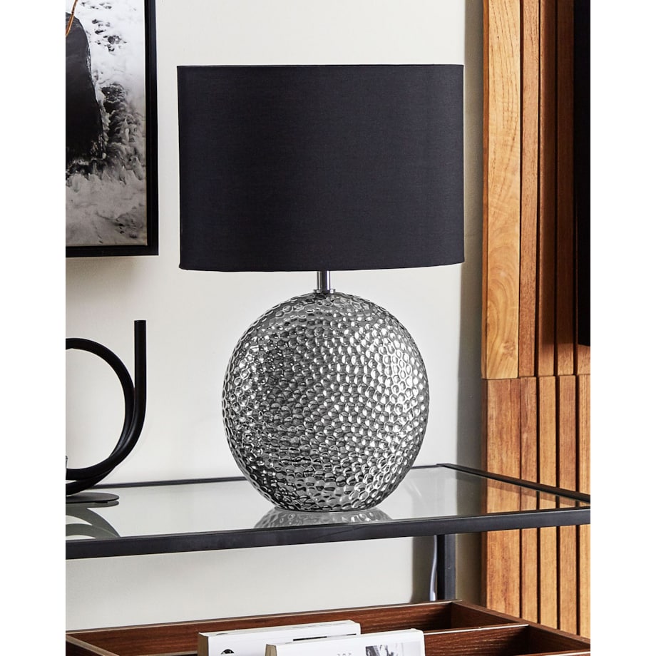 Lampka nocna ceramiczna srebrna NASVA