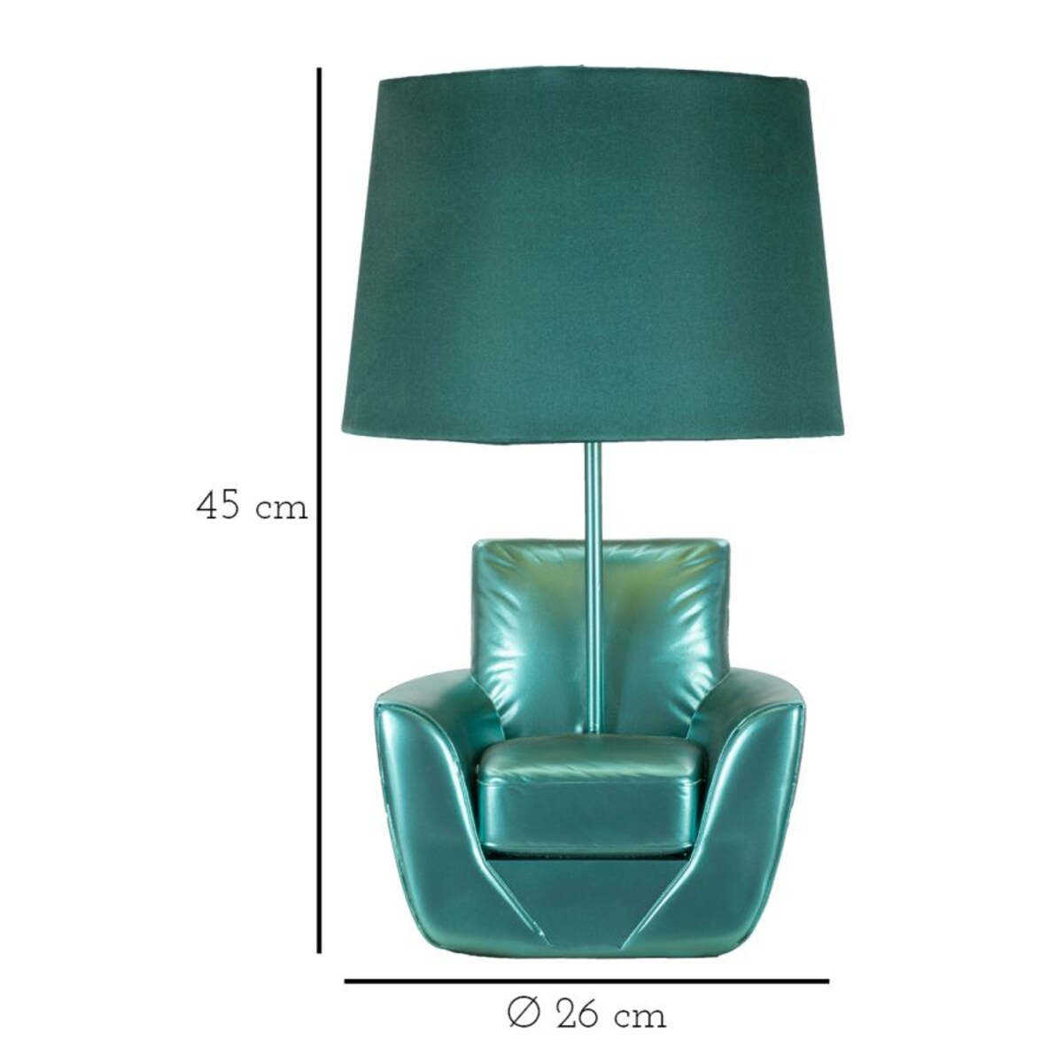 Lampa stołowa Midcentury, kolor turkusowy, żywica syntetyczna i żelazo, 26 x 26 x 43 cm, 1 x E27, max. 40 W, do salonu i sypialni, Mauro Ferretti