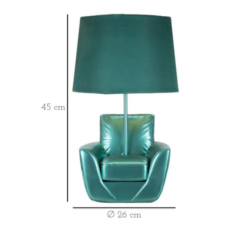 Lampa stołowa Midcentury, kolor turkusowy, żywica syntetyczna i żelazo, 26 x 26 x 43 cm, 1 x E27, max. 40 W, do salonu i sypialni, Mauro Ferretti