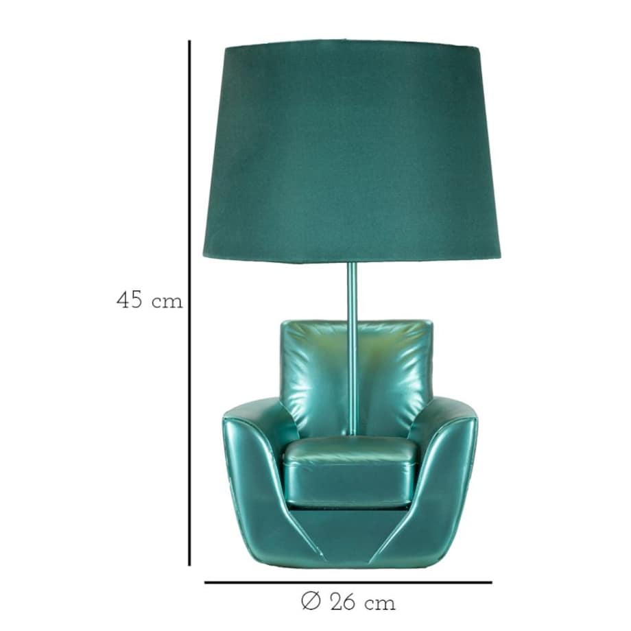 Lampa stołowa Midcentury, kolor turkusowy, żywica syntetyczna i żelazo, 26 x 26 x 43 cm, 1 x E27, max. 40 W, do salonu i sypialni, Mauro Ferretti