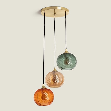 Lampa wisząca potrójna ze szklanymi kloszami Climt