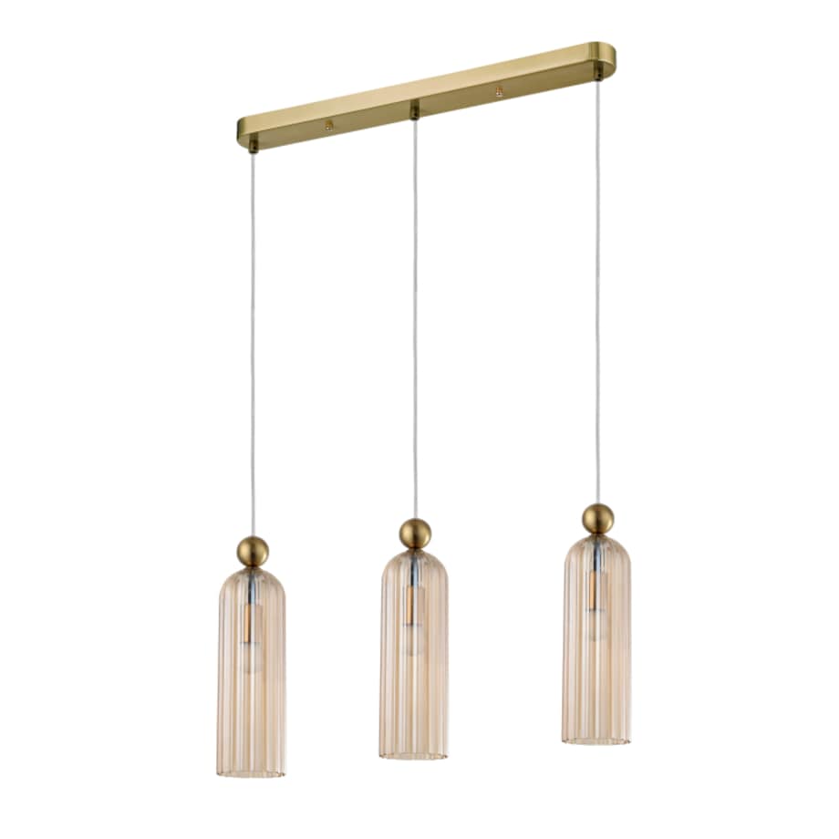 Trzypunktowy zwis Piega bursztynowa szklana lampa do salonu