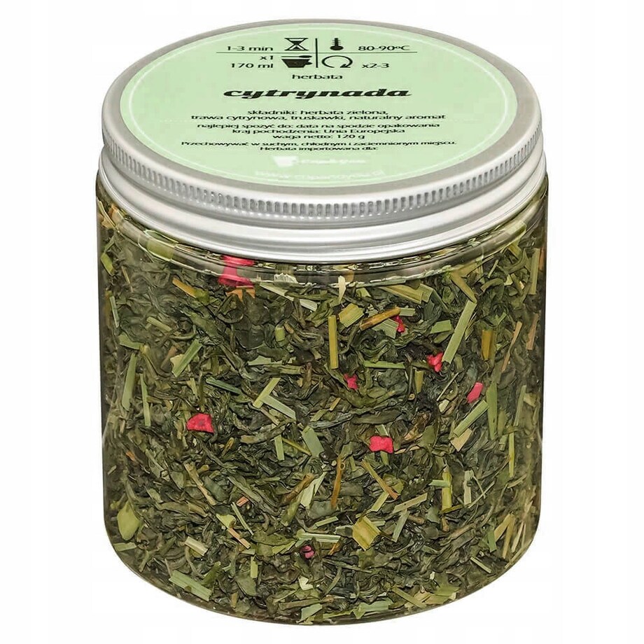Herbata zielona sypana CYTRYNADA o soczyście cytrusowym smaku PREMIUM - herbata liściasta sypana mieszanka napar susz - gotowa na prezent upominek