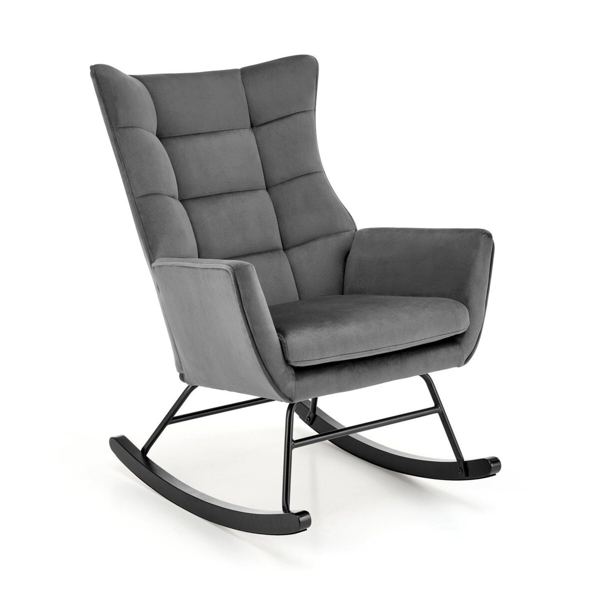 FOTEL BUJANY Topar szary PIKOWANY czarna podstawa metalowa