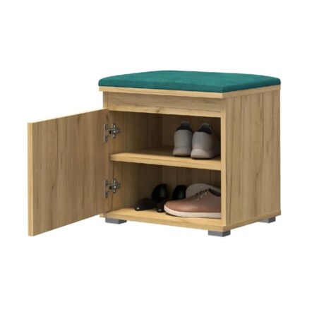 Szafka na buty z siedziskiem i wieszakiem SINGAPUR 50 dąb craft/zielona