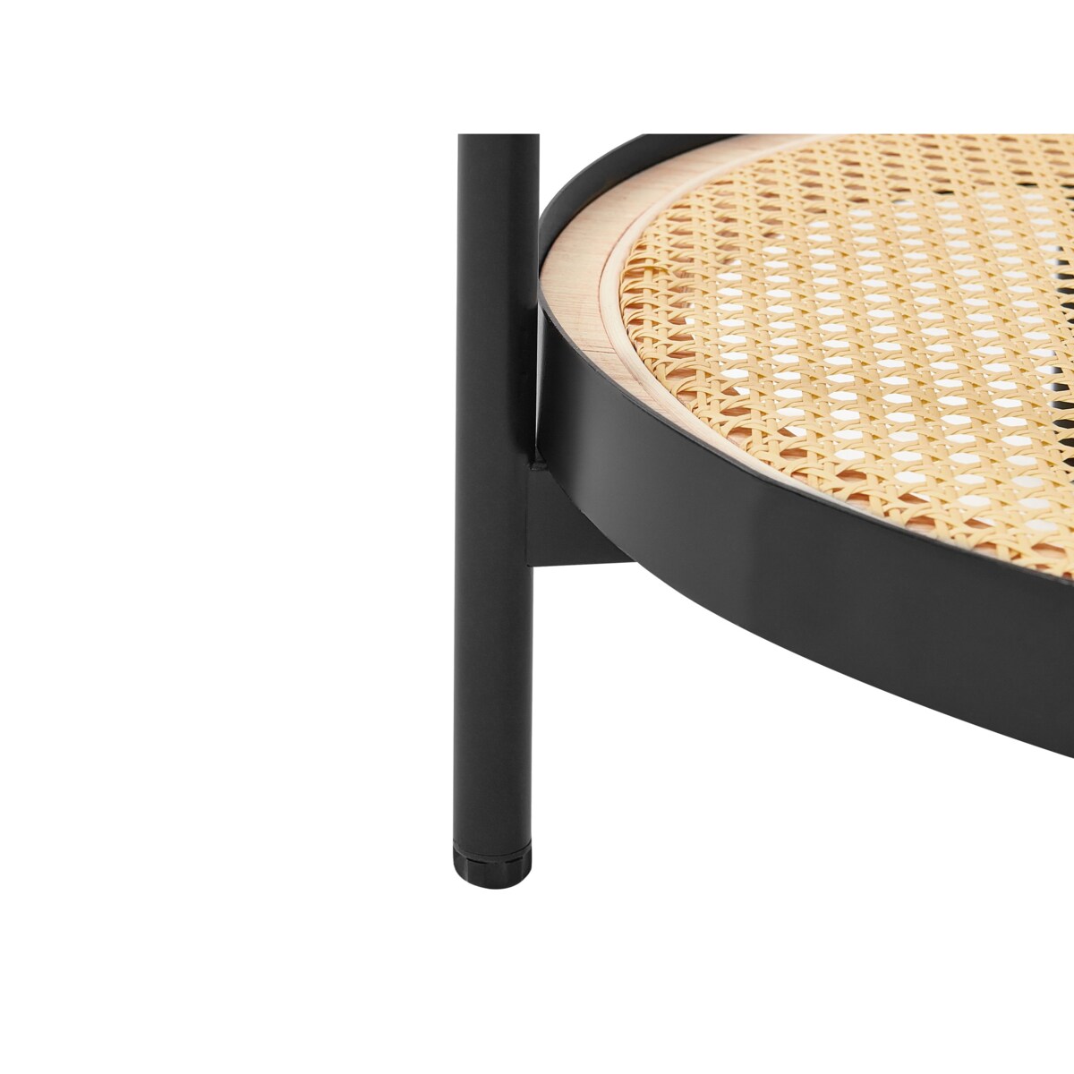 Stolik pomocniczy szklany jasne drewno z czarnym RENO