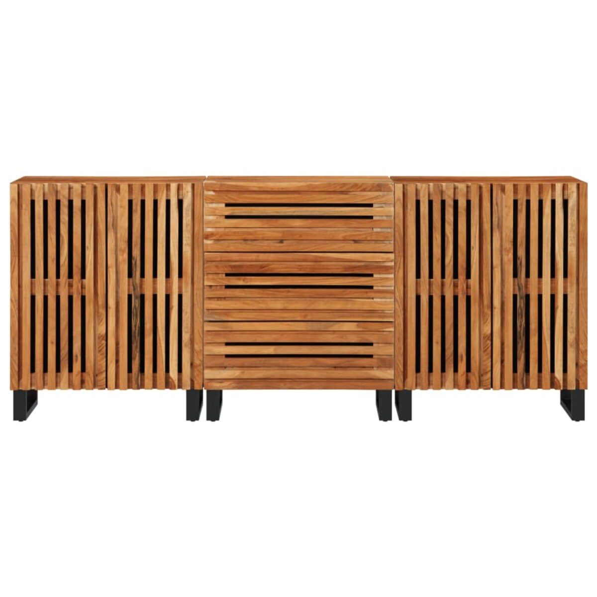 vidaXL Szafki, 3 szt., 60x34x75 cm, lite drewno akacjowe