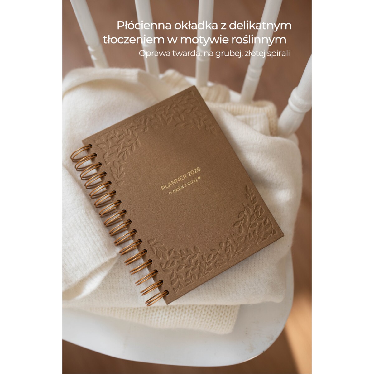 Planner Tygodniowy 2026 na spirali – Cappuccino