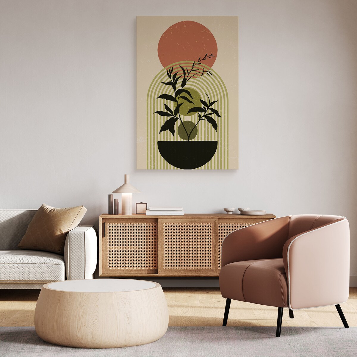 Obraz Japoński Kwiat w Donicy Boho 30x40cm