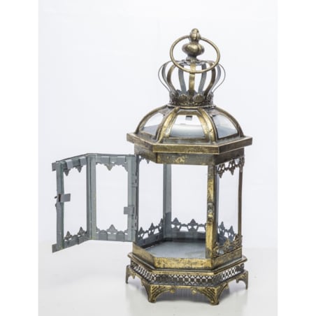 Lampion metalowy złoty 40x16x14 cm COROLLA-2 small