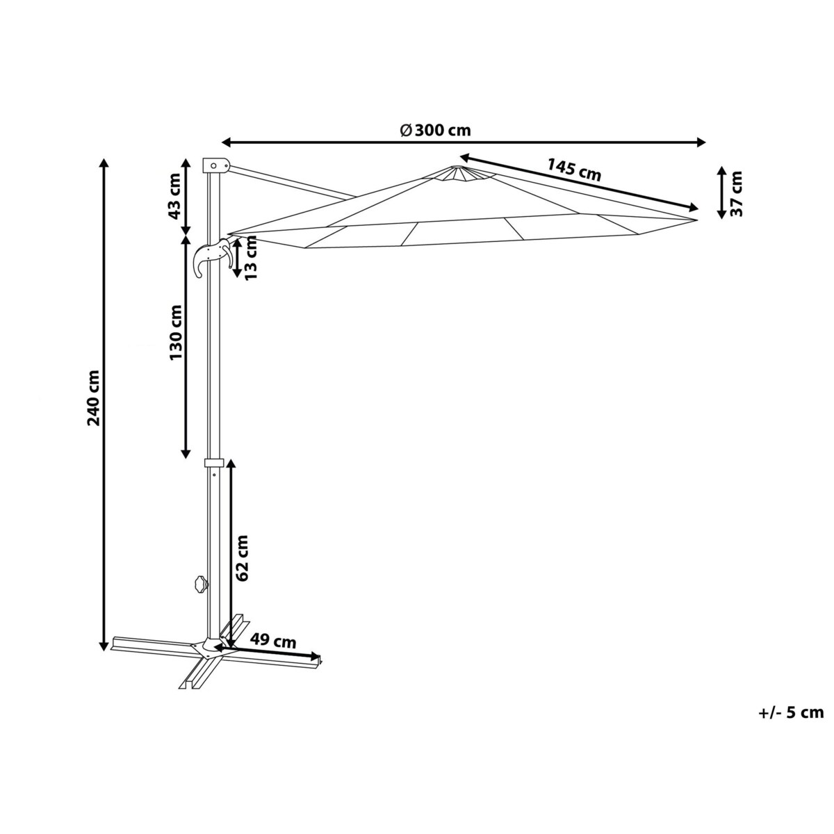 Parasol ogrodowy ⌀ 300 cm beżowo-biały SAVONA
