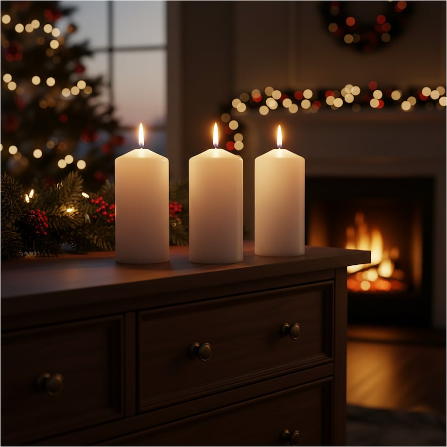 Świeca Świeczka Świąteczna Boże Narodzenie Filar Prosta 7X15 Cm Biała