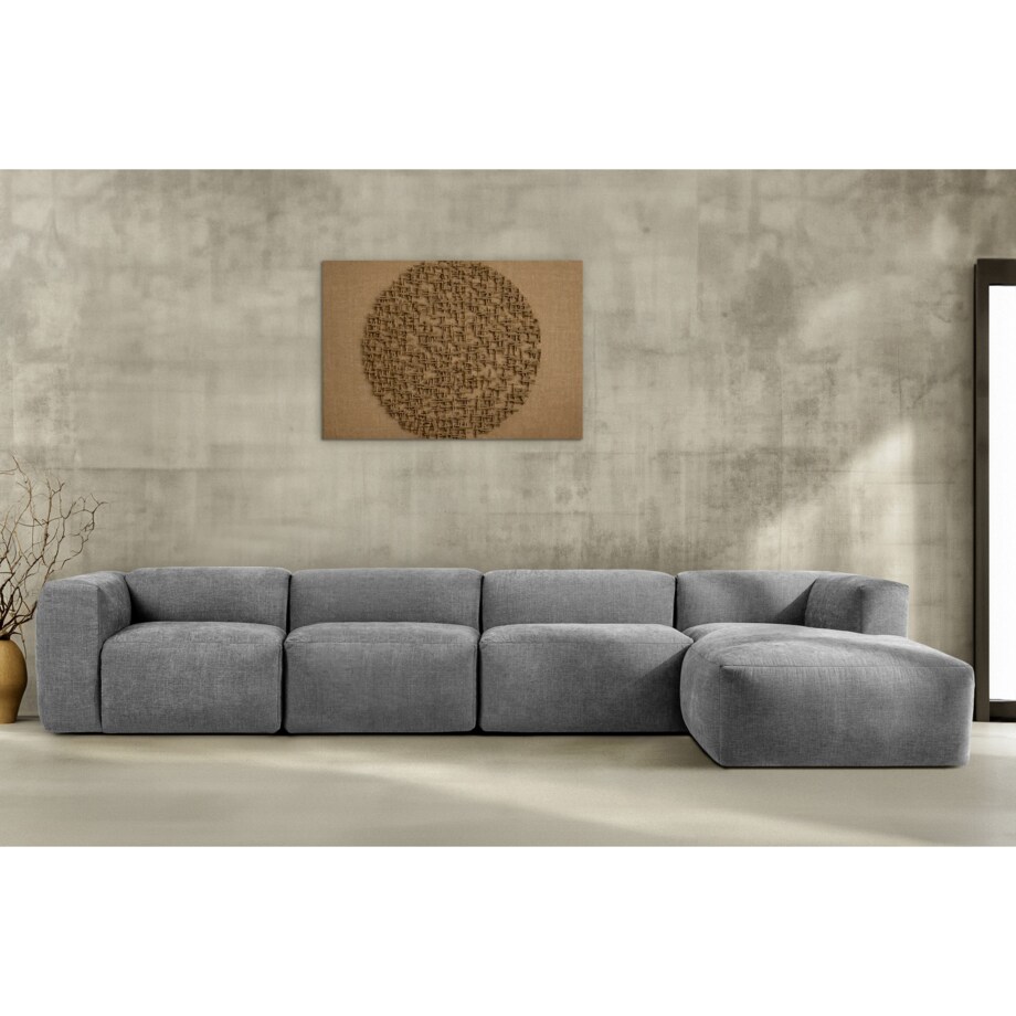 KONSIMO BUFFO Sofa narożna prawa 6-osobowa z wyjątkowo miękkim siedziskiem, kolor popielaty