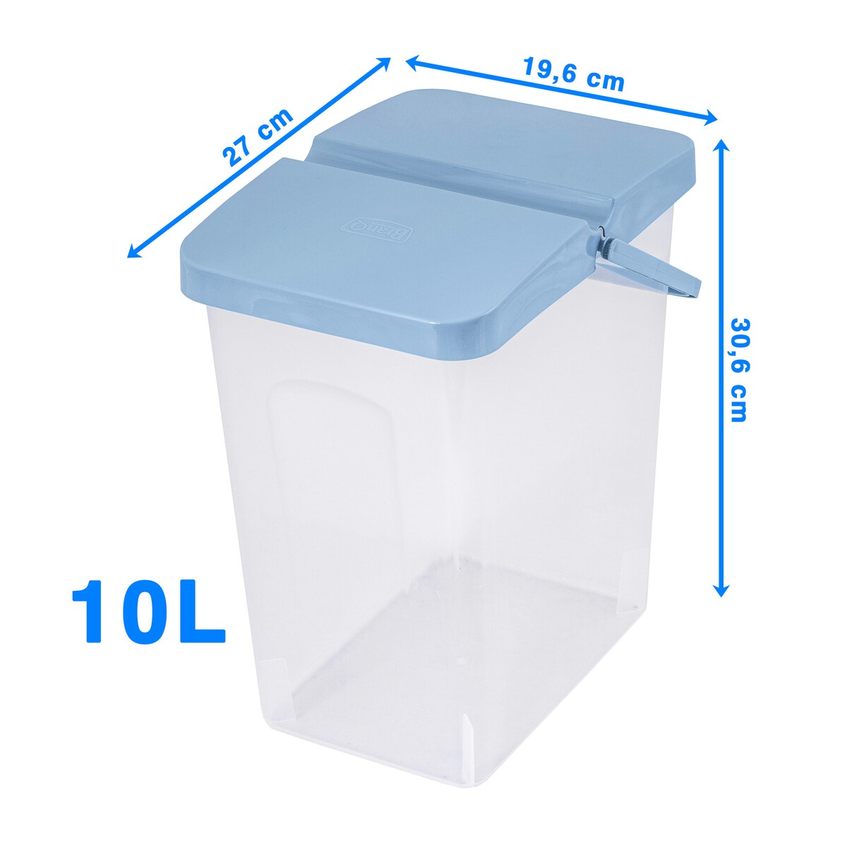 Pojemnik Plastikowy Na Karmę Proszek Z Klapą Pokrywką 10 L Niebieski