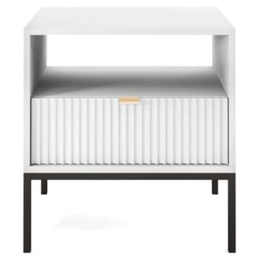 Szafka nocna Delicious ryflowana biała