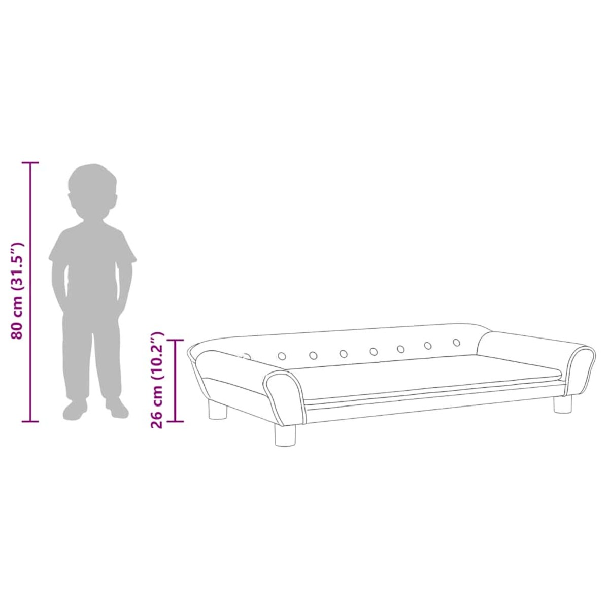 vidaXL Sofa dla dzieci, brązowa, 100x50x26 cm, aksamit