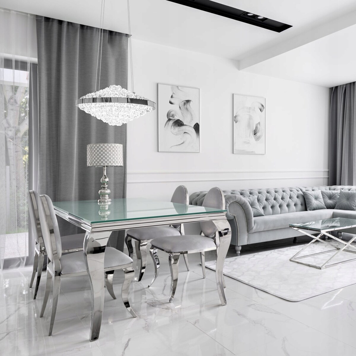 Kryształowa Lampa Sufitowa Żyrandol Glamour Led