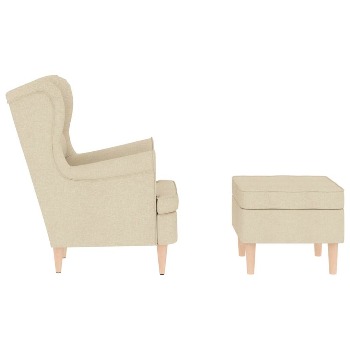 vidaXL Fotel z podnóżkiem, kremowy, tapicerowany tkaniną