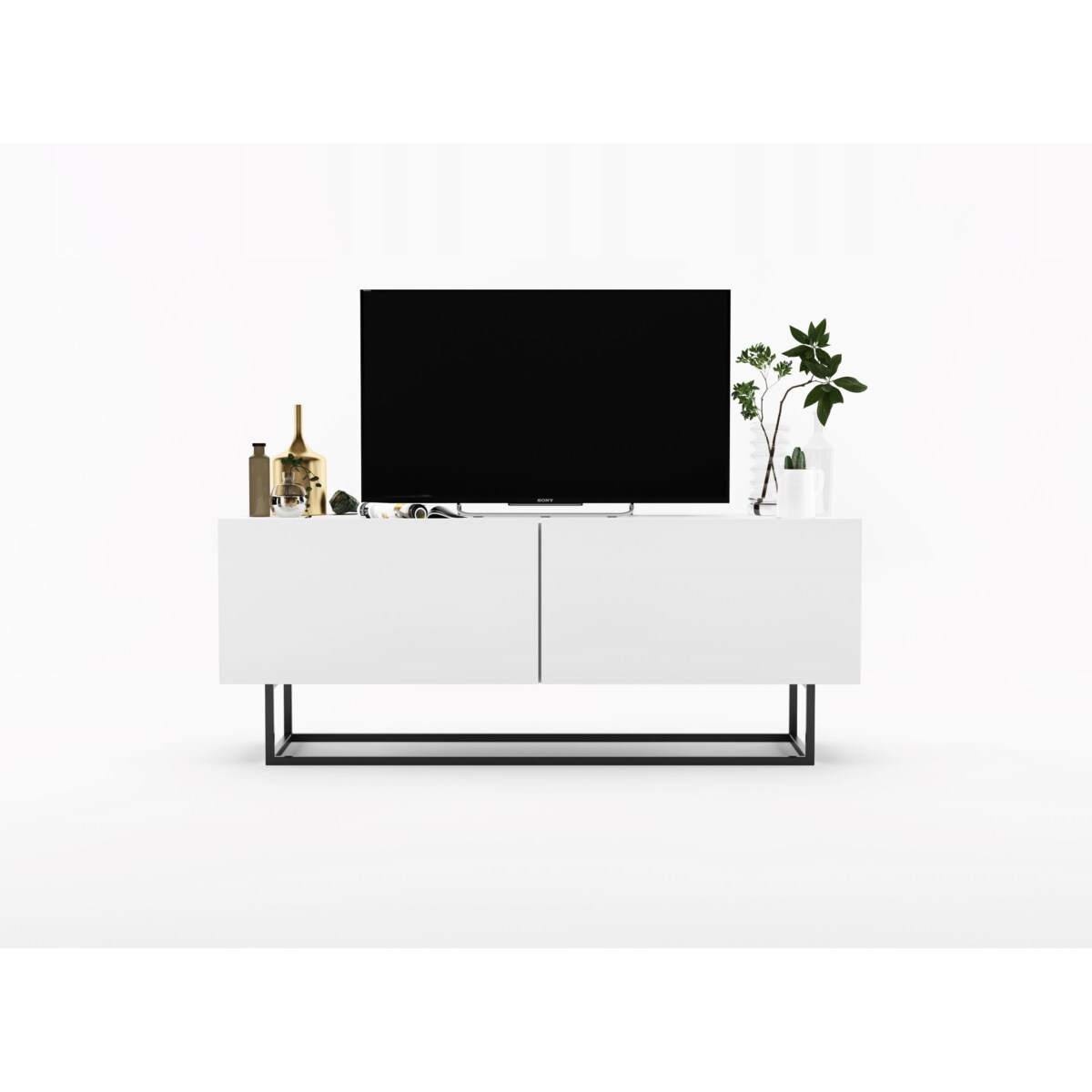 Szafka RTV Loft Industrialna Komoda RTV Biały MAT 120 cm