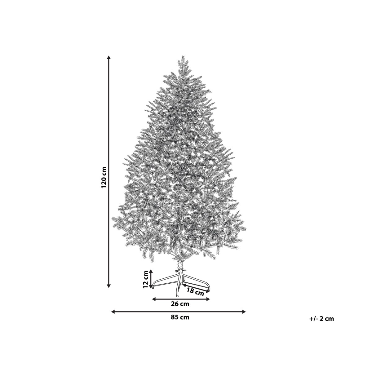 Ośnieżona sztuczna choinka 120 cm biała BASSIE