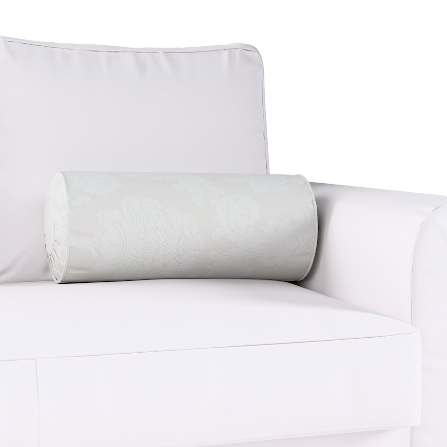 Poduszka wałek z zakładkami, liście akantu na jasno-popielatym tle , Ø20 x 50 cm, Damasco