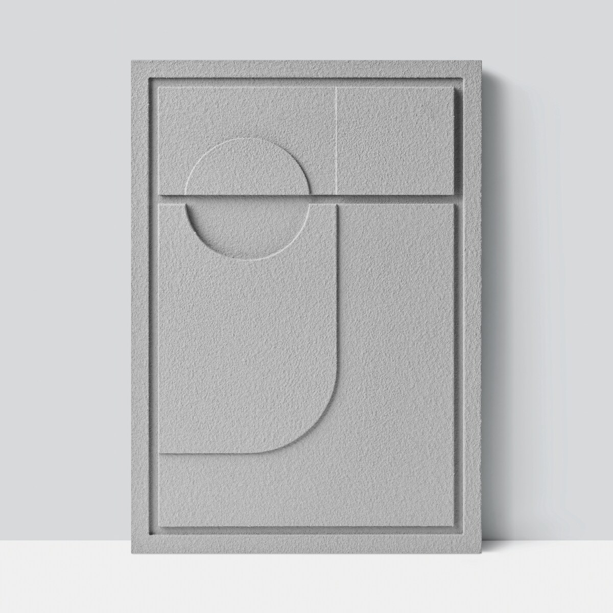 Obraz 3D 50x70cm Geometric II – Dekoracja Ścienna z Tynku Naturalnego, Milky Grey Minimalistyczny Relief
