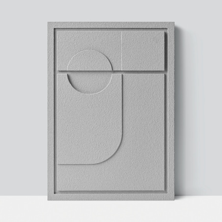 Obraz 3D 50x70cm Geometric II – Dekoracja Ścienna z Tynku Naturalnego, Milky Grey Minimalistyczny Relief