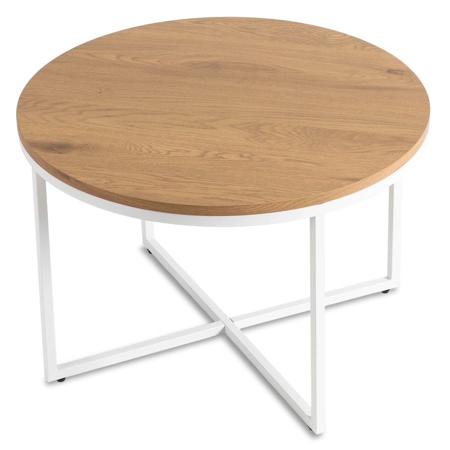 Stolik Kawowy Okrągły Skandynawski Ława Do Salonu Biały Dąb HANTEL Ø70