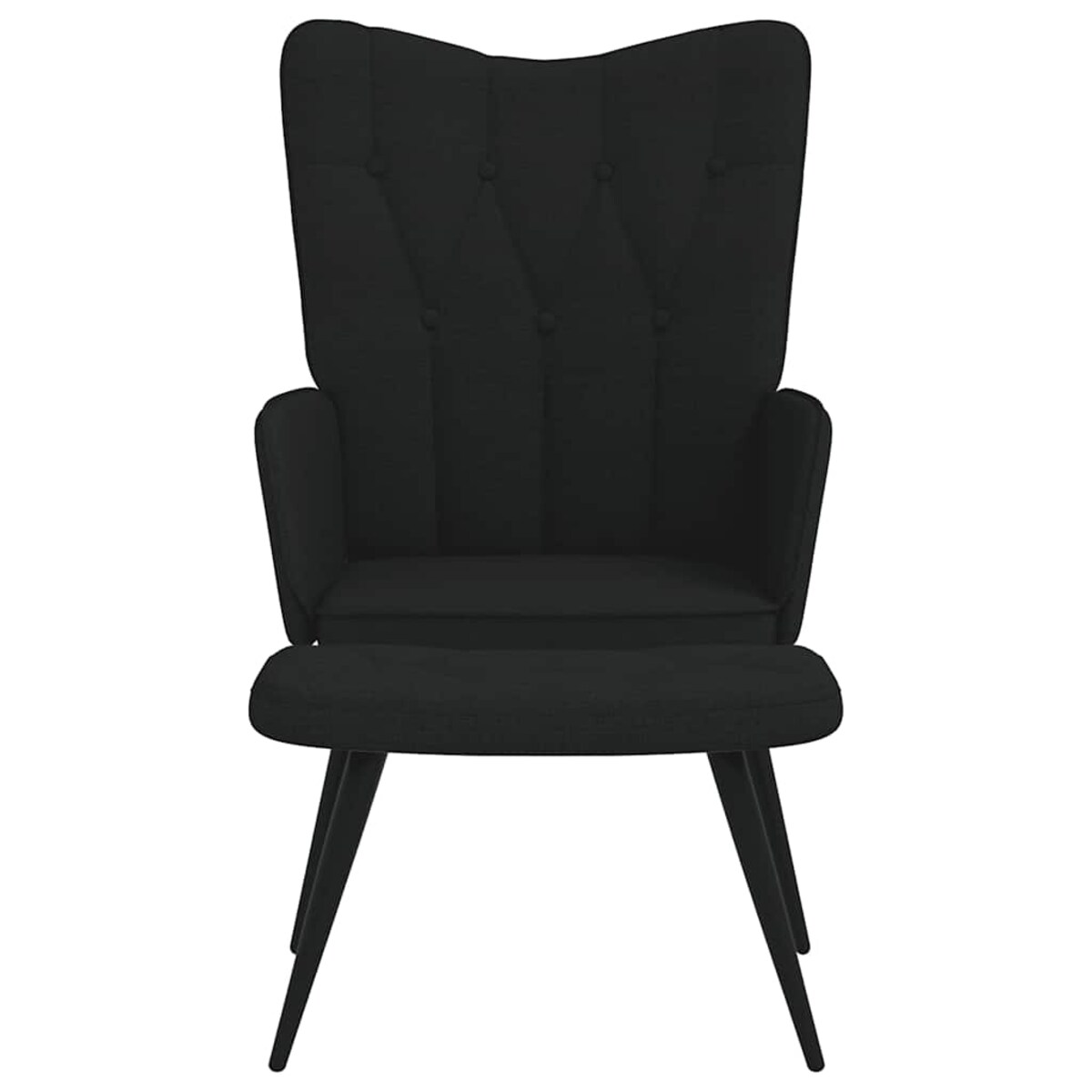 vidaXL Fotel z podnóżkiem, czarny, obity tkaniną