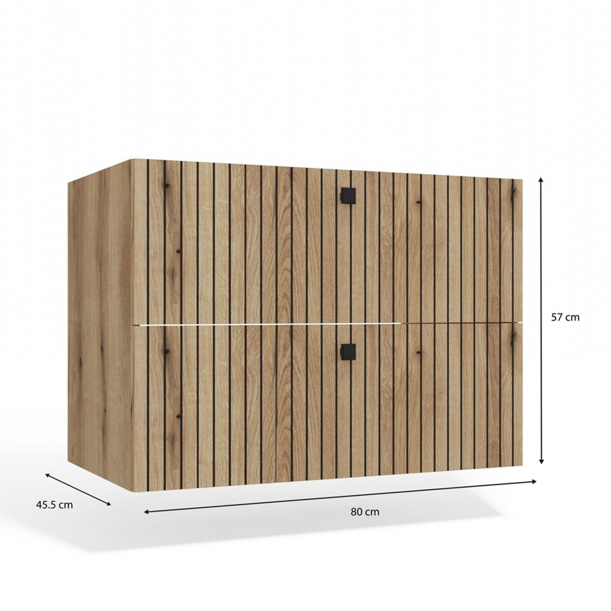 SZAFKA POD UMYWALKĘ TIGO 80 2S DĄB EVOKE 2 SZUFLADY RYFLOWANY FRONT WISZĄCA