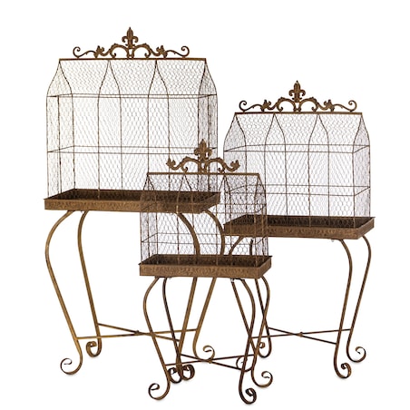 Klatki dekoracyjne metalowe 3 sztuki na stelażu