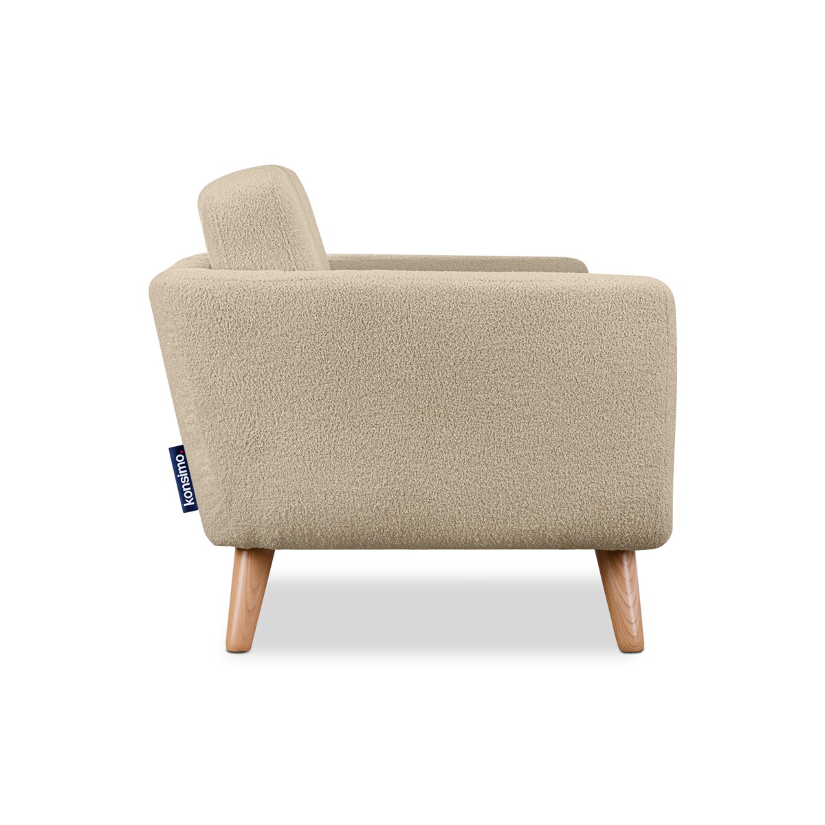 KONSIMO TAGIO Fotel pluszowy skandynawski w kolorze beżowym