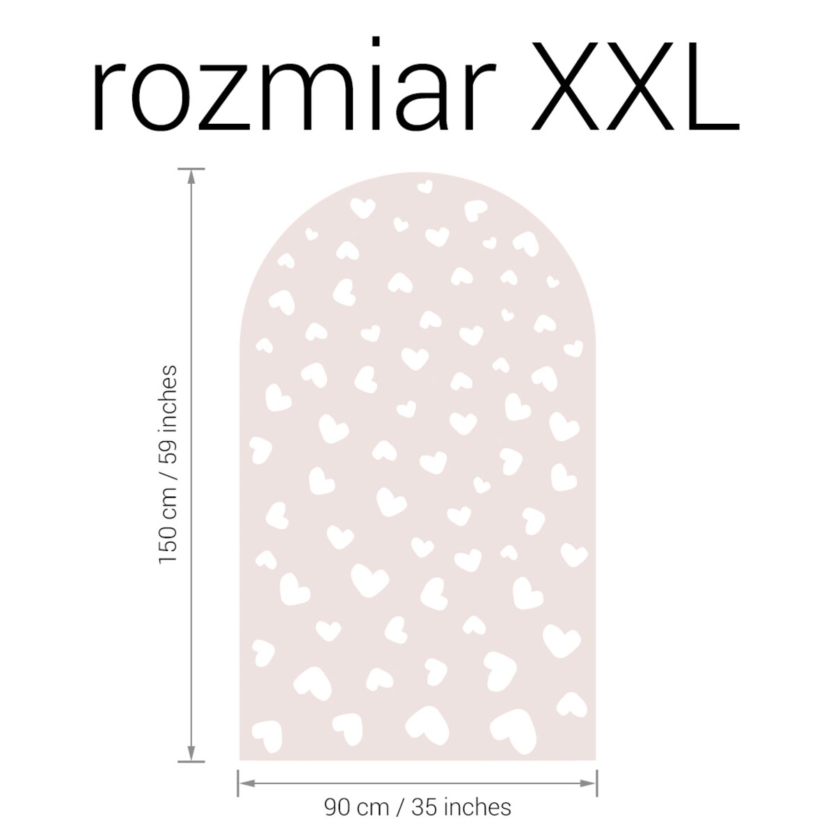 Naklejka na ścianę łuk brudny róż - serca XXL