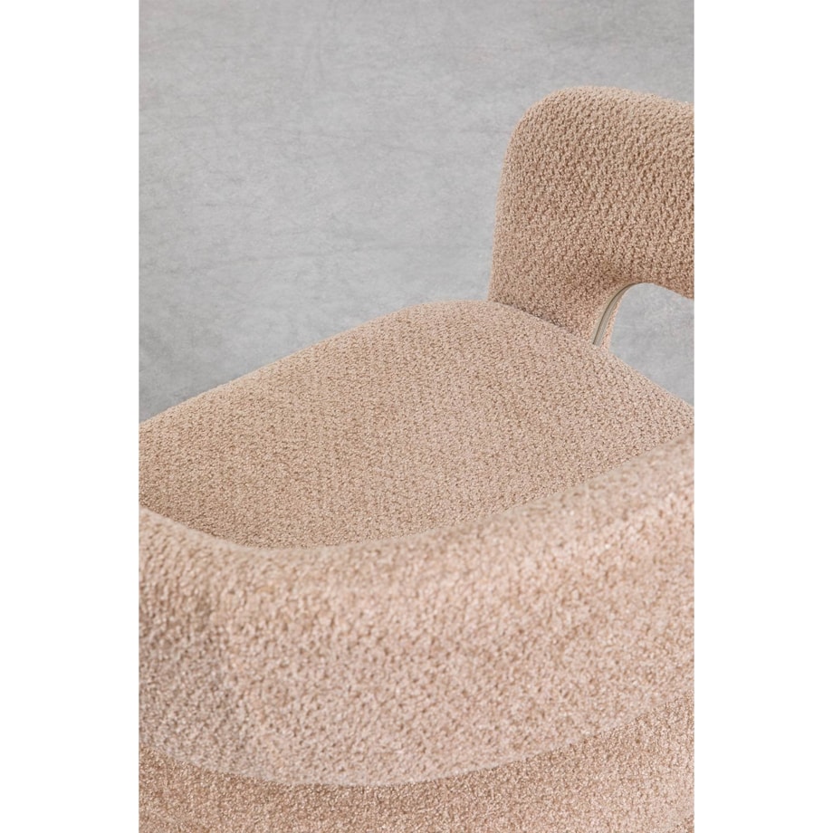 Krzesło tapicerowane Jules z podłokietnikami kawa z mlekiem