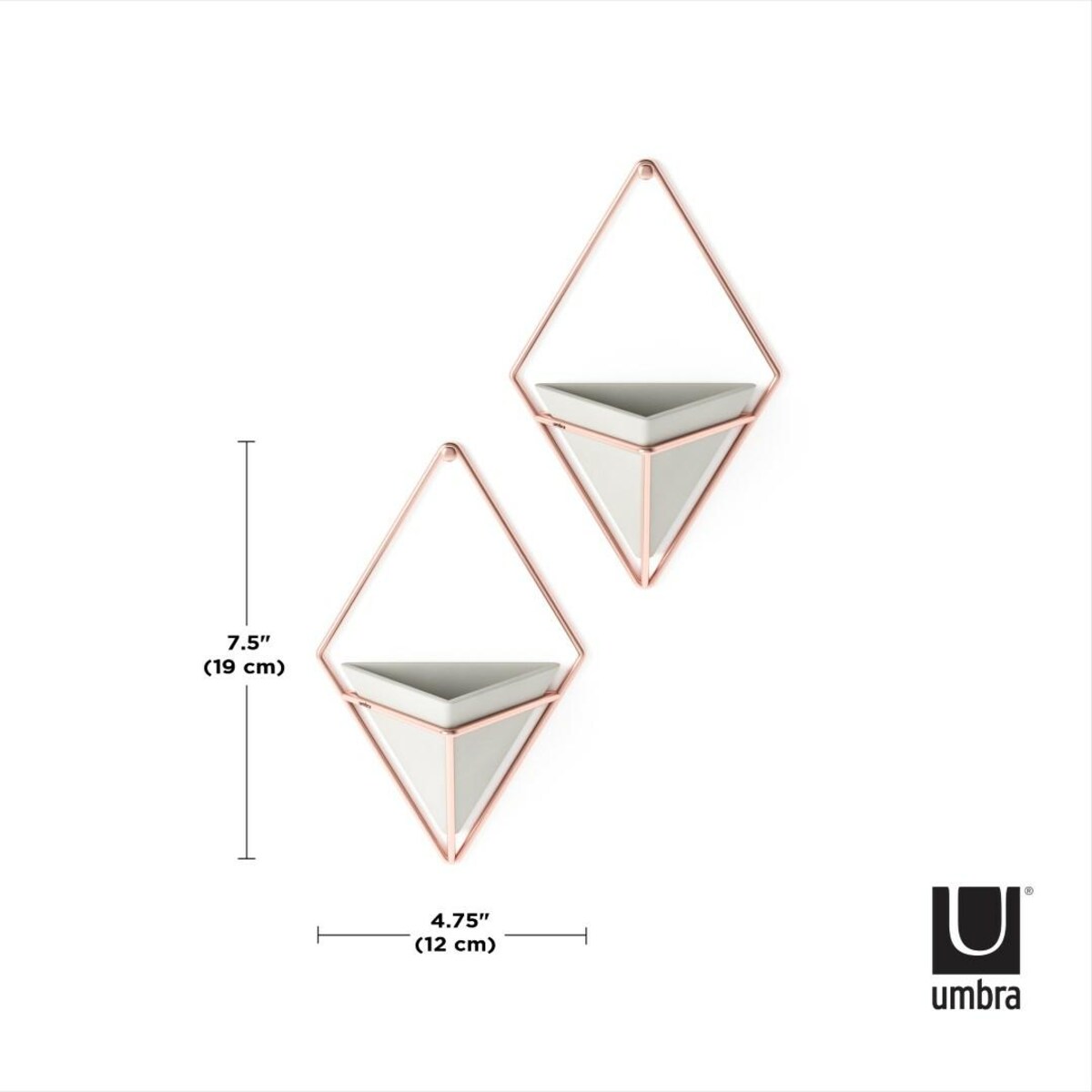 Zestaw 2 pojemników S szarych Trigg, 12 x 19 x 6.4 cm, Umbra
