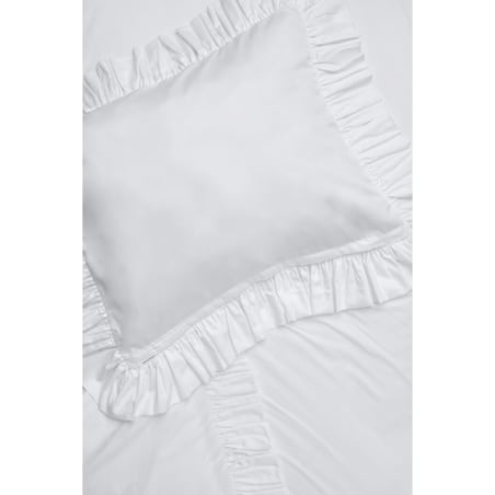 Poszewka satynowa z falbanką pure white 70 x 80 cm