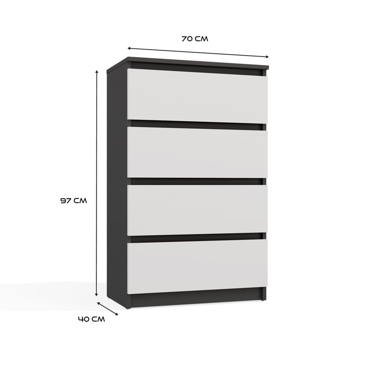 Komoda Malwa M4 ANTRACYT BIAŁY