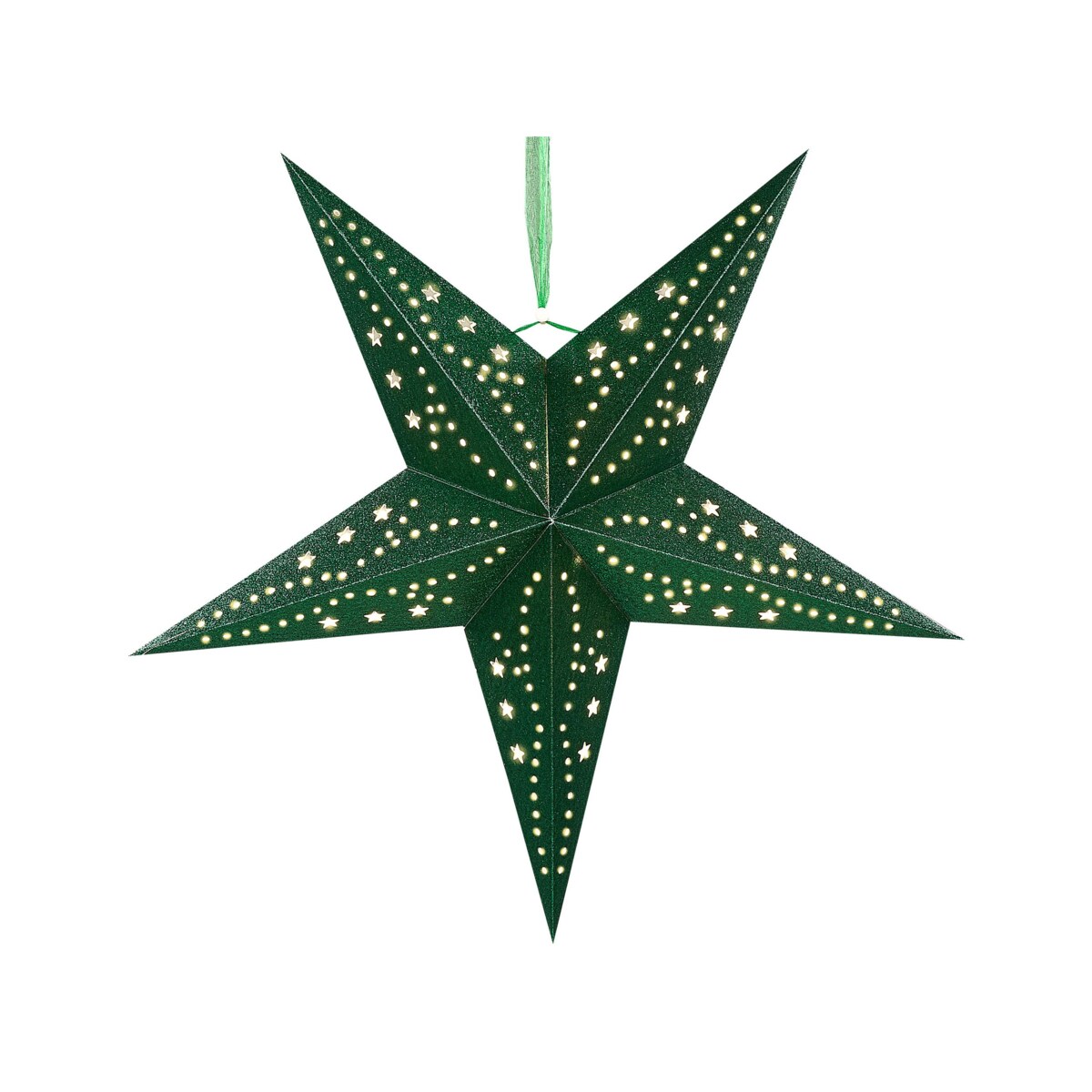 Zestaw 2 wiszących gwiazd brokatowych LED 45 cm zielony MOTTI